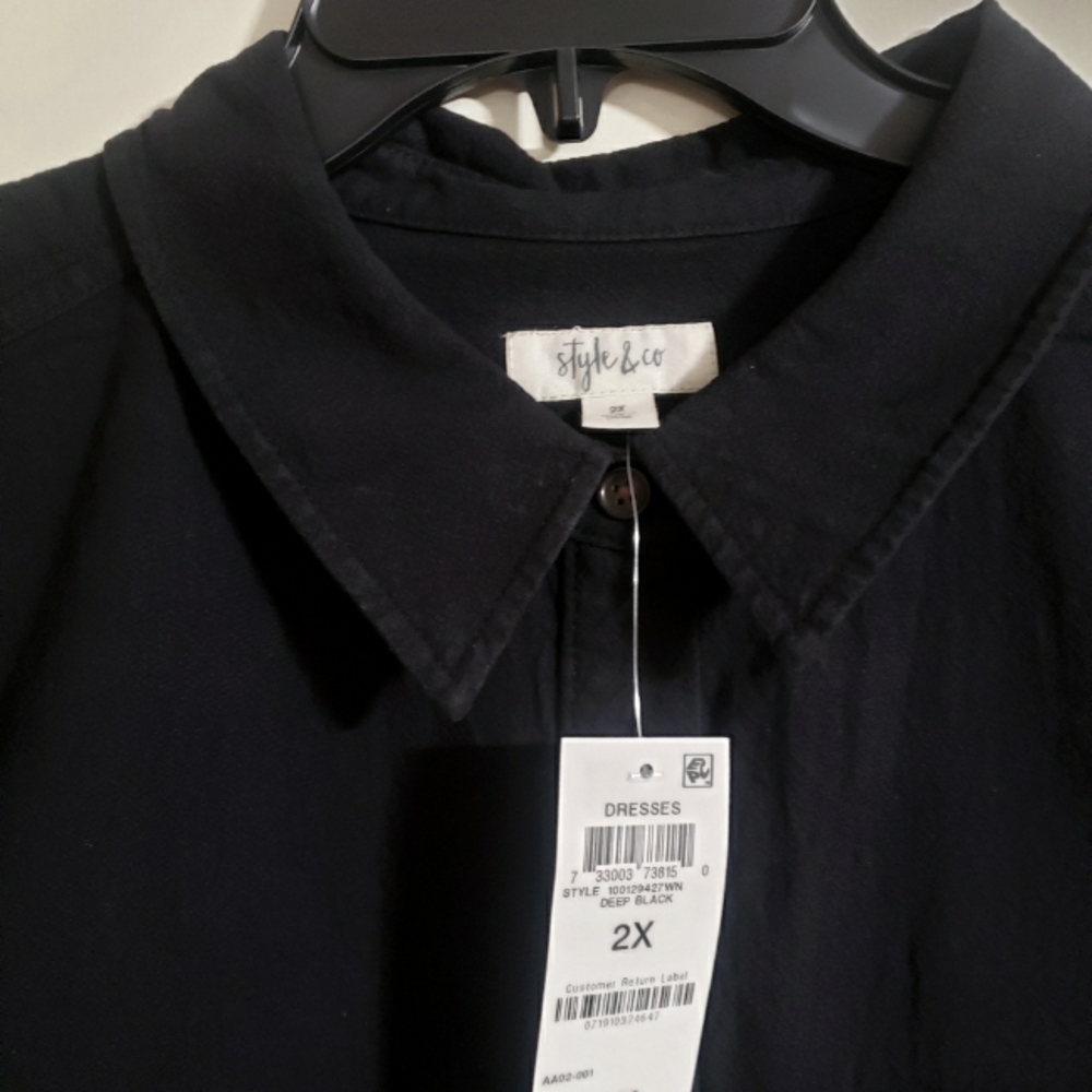 Macy's long sleeve black linen dress